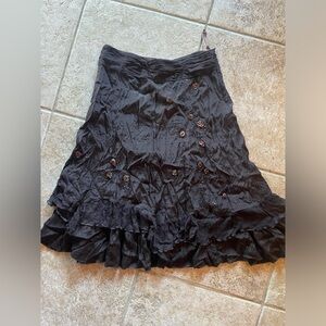Per Una Black A-Line Skirt with Floral Details